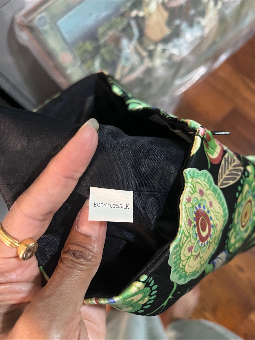 Kay Unger Black Floral Mini Skirt with Green Accent - Picture 7 of 7
